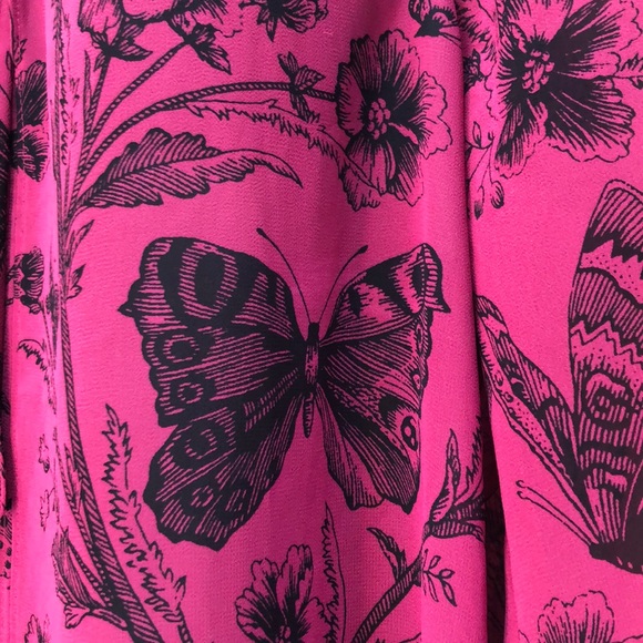 LOFT Blouse Deep Pink & Black Medium - Picture 3 of 6